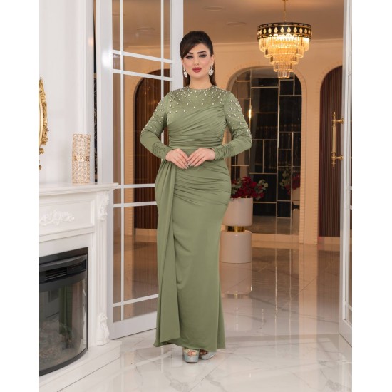 226414 цвет хаки Вечернее платье