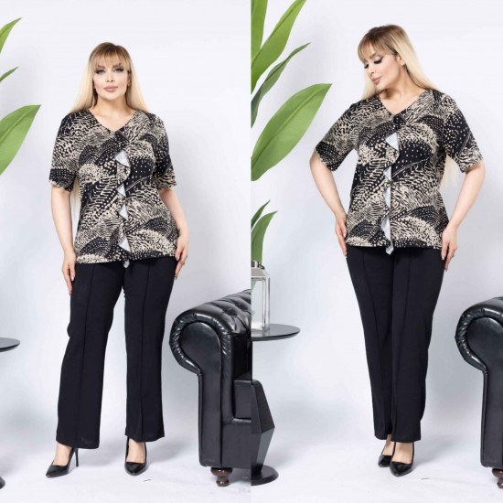 226831 узорчатый БЛУЗКА