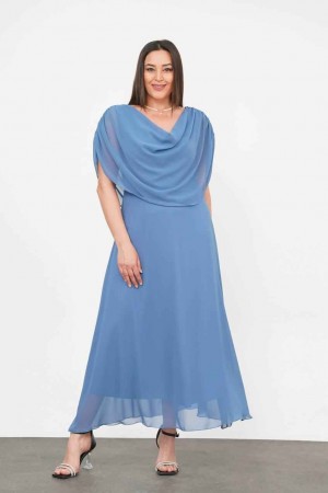 227723 TOPTAN BEBE MAVİ ELBİSE