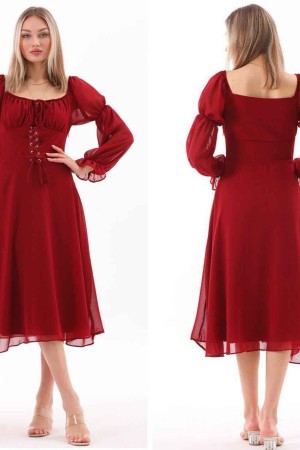 227776 burgundy DRESS