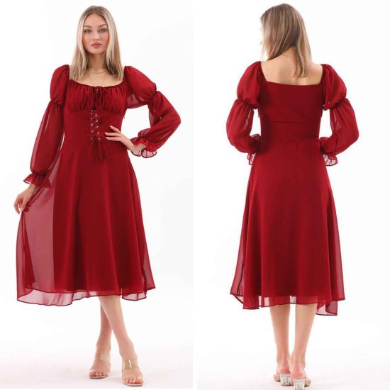 227776 burgundy DRESS