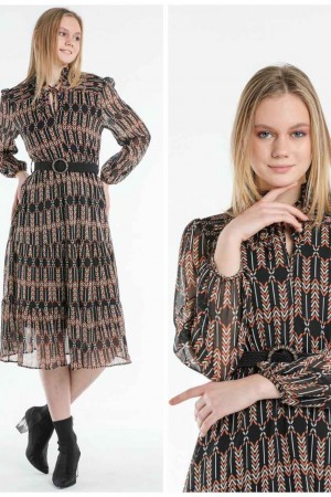 227797 TOPTAN DESENLİ ELBİSE