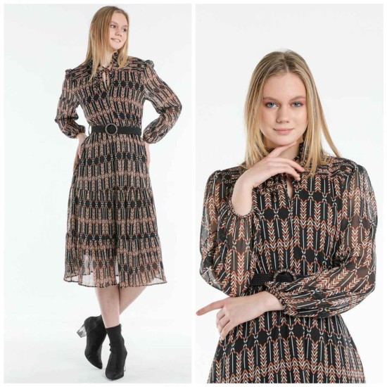 227797 TOPTAN DESENLİ ELBİSE