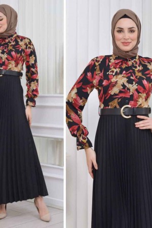 227802 TOPTAN DESENLİ ELBİSE