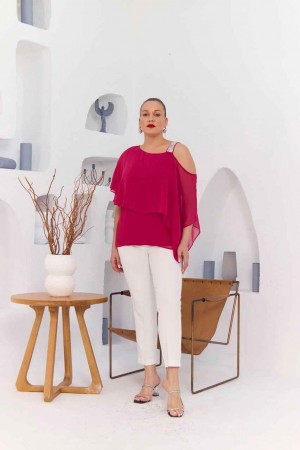 227854 TOPTAN FUŞYA BLUZ