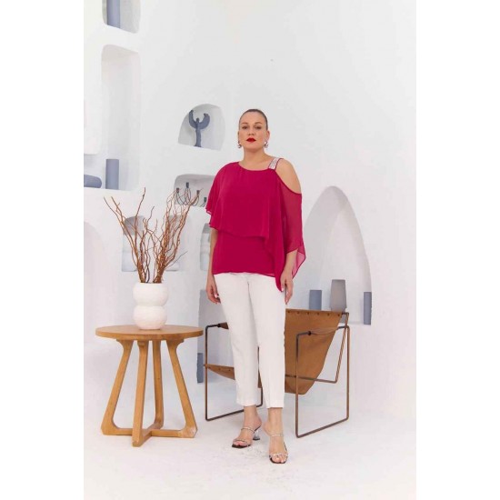 227854 TOPTAN FUŞYA BLUZ