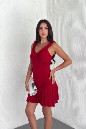 227878 burgundy DRESS