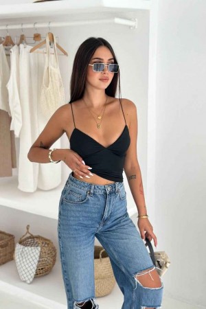 227897 TOPTAN SİYAH CROP