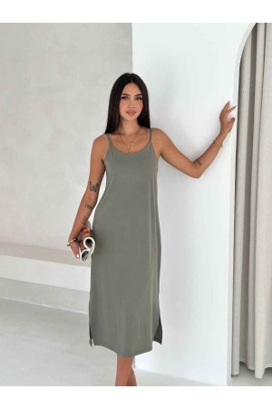 227902 TOPTAN HAKİ ELBİSE