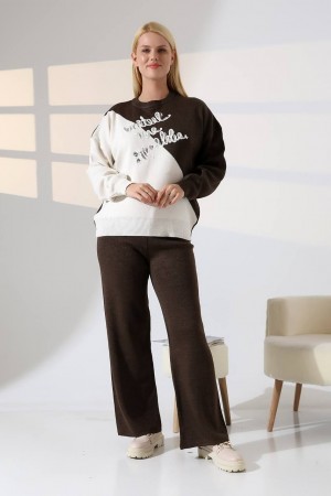 228501 KAHVE PANTOLON TAKIM