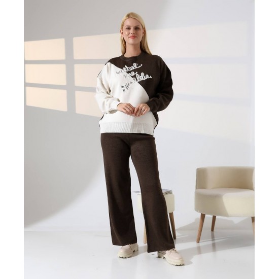 228501 KAHVE PANTOLON TAKIM