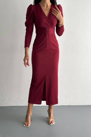 228762 Burgundy DRESS