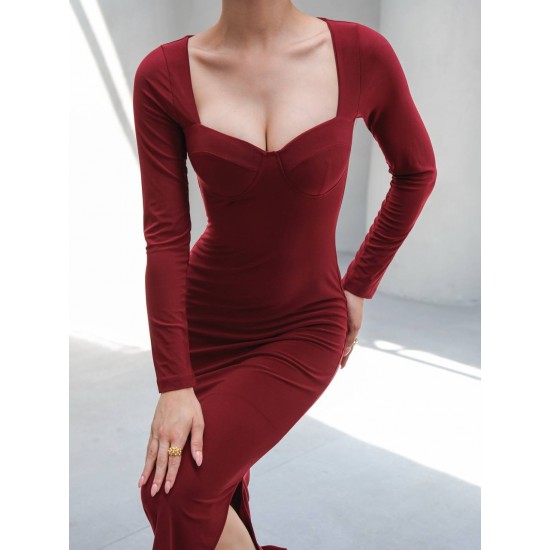 229011 Burgundy DRESS