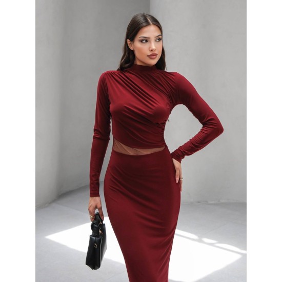 229016 Burgundy DRESS