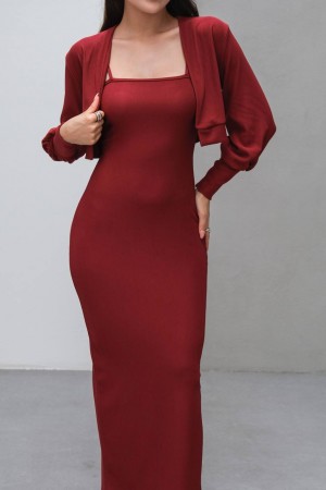 229024 Burgundy DRESS