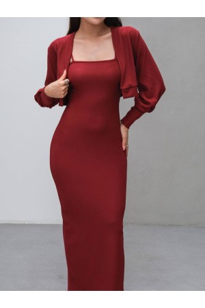 229024 BORDO ELBİSE