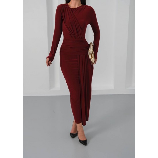 229088 Burgundy DRESS