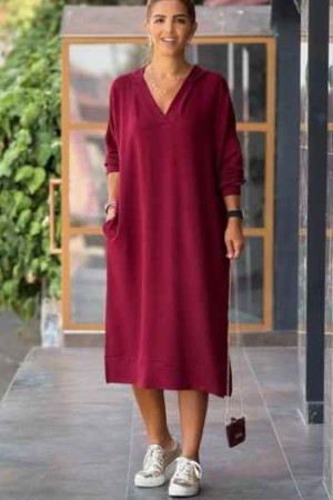 229823 Burgundy DRESS