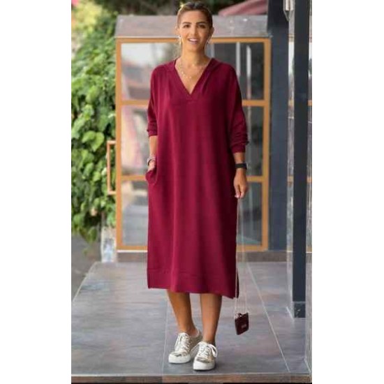 229823 Burgundy DRESS