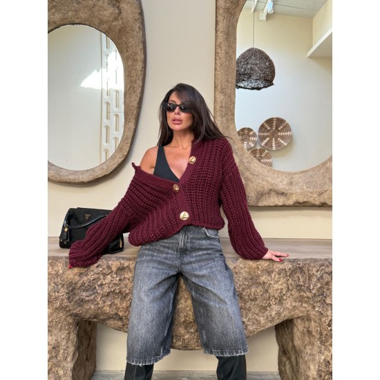 230823 Burgundy CARDIGAN