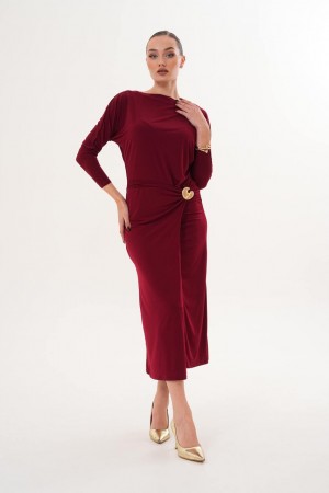 231922 Burgundy DRESS