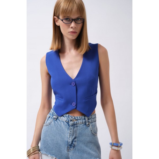 F43287688872119 "SAKS MAVİSİ" WAISTCOAT