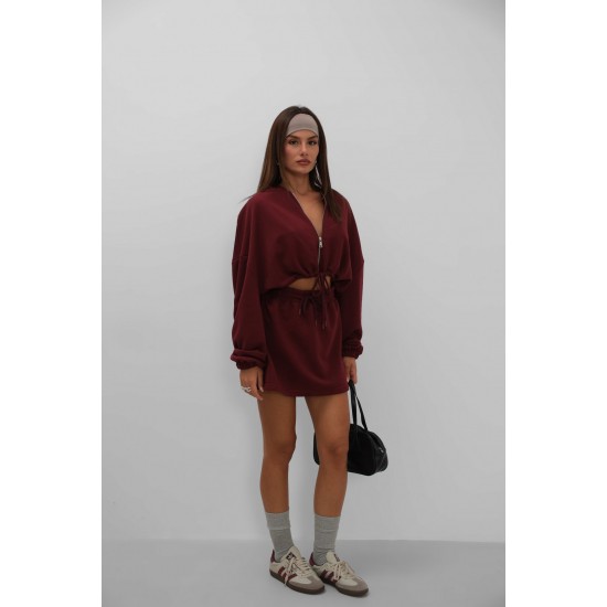 F44033473052855 Burgundy SKIRT