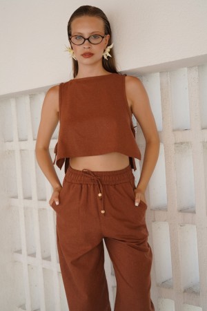 F44833224523959 KAHVERENGİ BLUZ