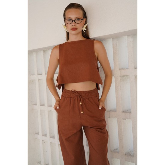 F44833224589495 KAHVERENGİ BLUZ