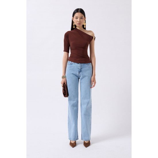 F44950076162231 KAHVERENGİ BLUZ