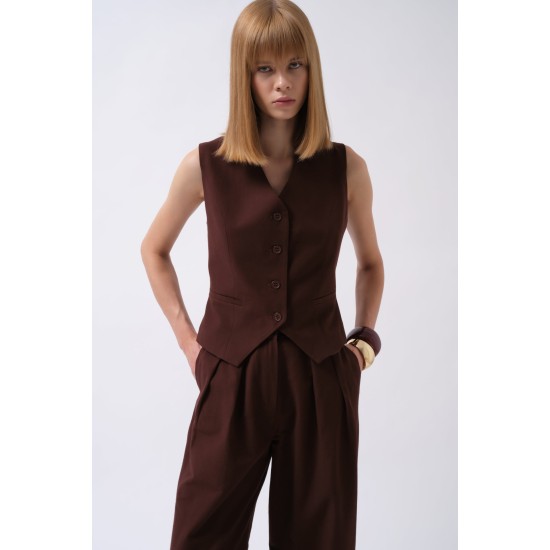 F45098431742135 KAHVERENGİ YELEK