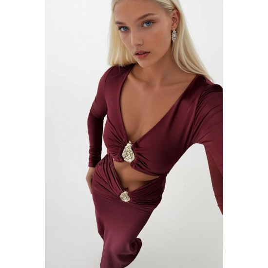 F45328380952759 BORDO ELBİSE