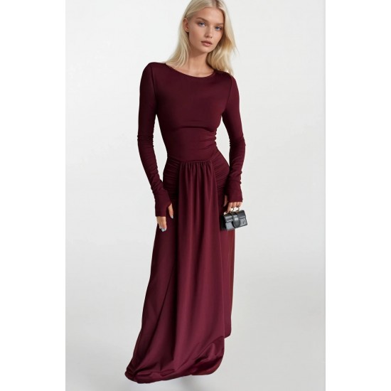 F45514071965879 Burgundy DRESS