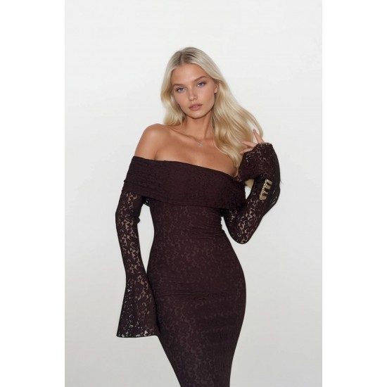 F45535720177847 KAHVERENGİ ELBİSE