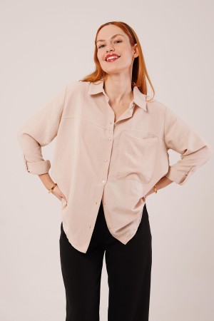 H4085-BEJ-S BEIGE SHIRT