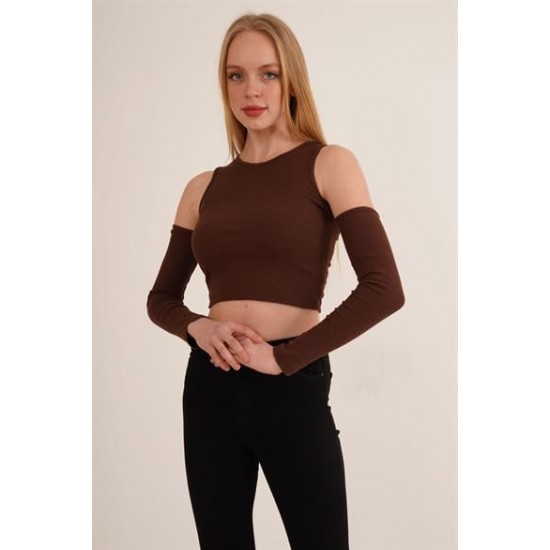 H4280-KAHVERENGİ-S KAHVERENGI BLUZ