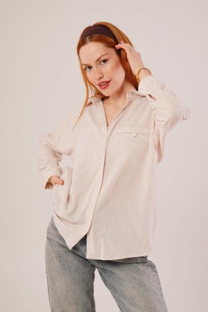 H4553-KREM-L CREAM SHIRT