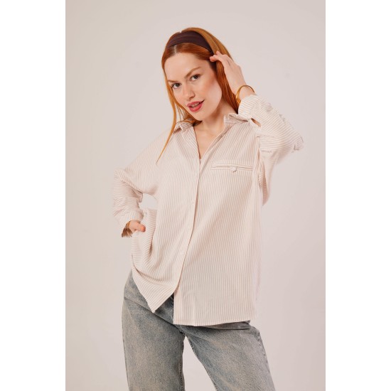 H4553-KREM-L CREAM SHIRT