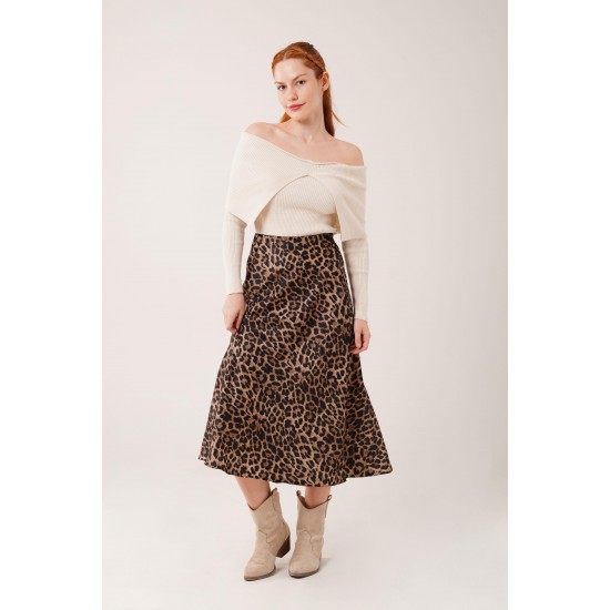 H4635-KAHVERENGİ-L KAHVERENGI SKIRT
