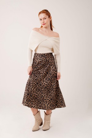 H4635-KAHVERENGİ-M KAHVERENGI SKIRT