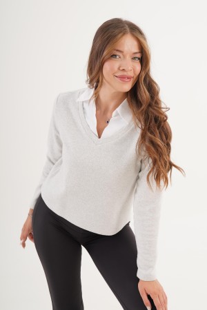 H4658-GRİ-S GRI BLOUSE