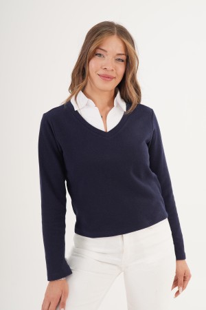 H4658-LACİVERT-S LACIVERT BLOUSE