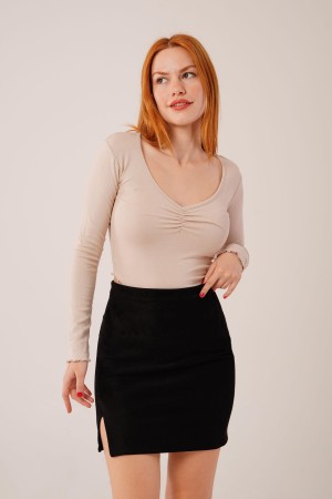 H4682-KREM-L KREM BLUZ