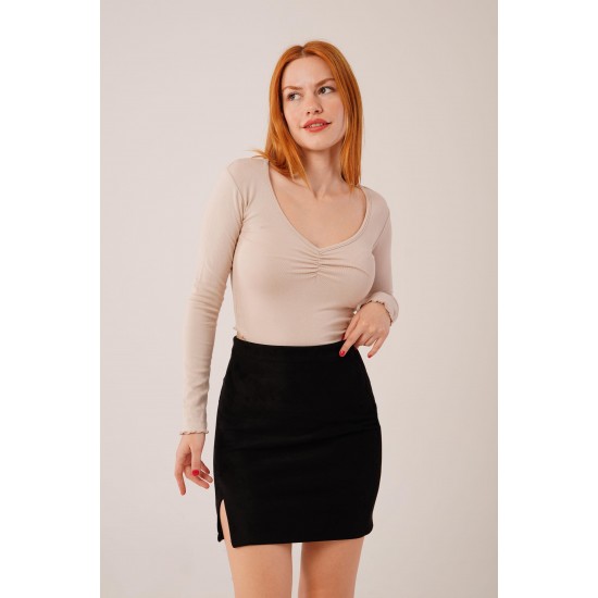 H4682-KREM-L KREM BLUZ