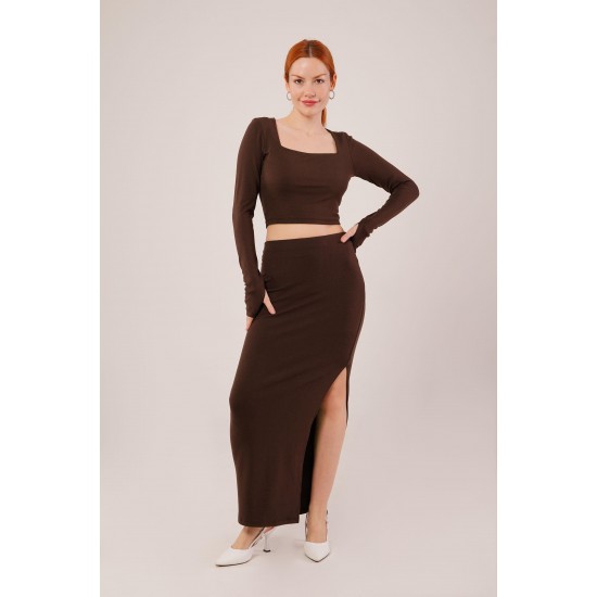 H4706-KAHVERENGİ-M KAHVERENGI ETEK