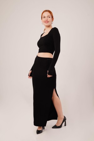 H4706-SİYAH-S SIYAH SKIRT