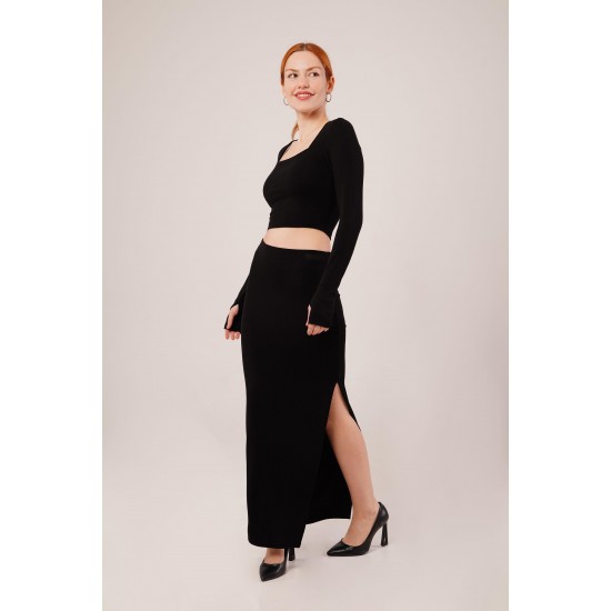 H4706-SİYAH-S SIYAH SKIRT