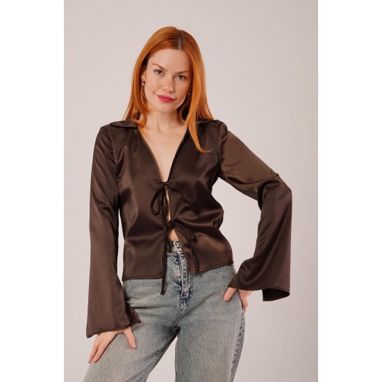 H4714-KAHVE-M KAHVERENGI BLUZ