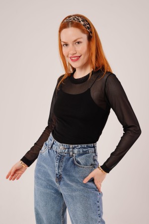 H4726-SİYAH-M SIYAH BLOUSE