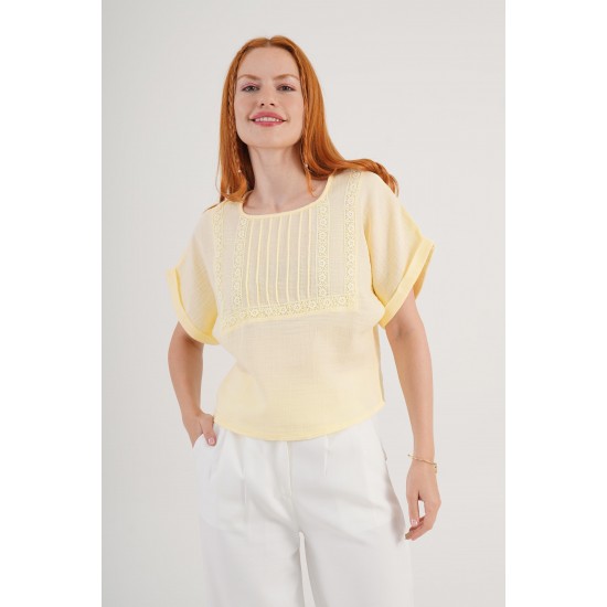 H4825-SARI-L YELLOW BLOUSE